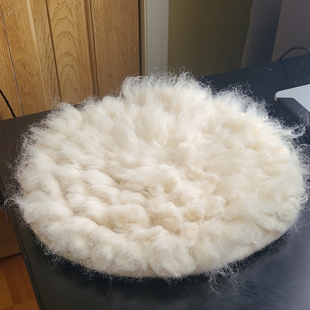 Soft Cream Wool Round Decorative Accent Pad - Picture 4 of 6